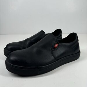 Mellow Walk Jessica Women's 7.5E‎ Wide Black Leather Steel Toe Safety Work Shoes